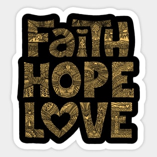 Doodle typography and illustration "Faith, Hope, Love" Sticker